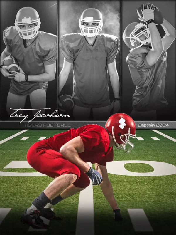 Faded Triptych Football 3'x4'
